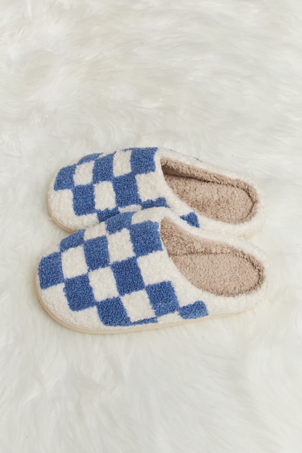 Melody Checkered Plush Slide Slippers