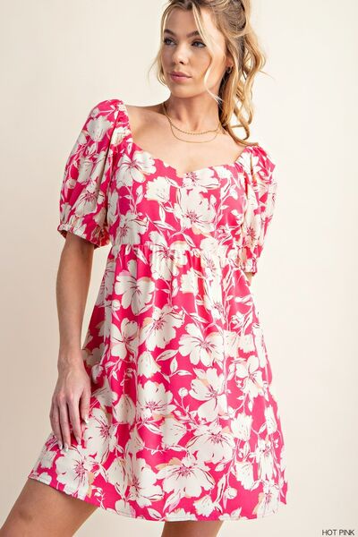 Kori America Floral Short Sleeve Mini Dress